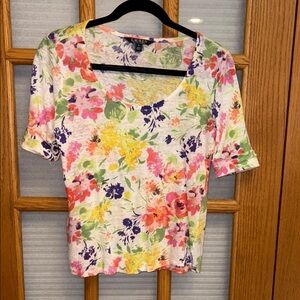 Ralph Lauren Floral Linen Top- Multicolor